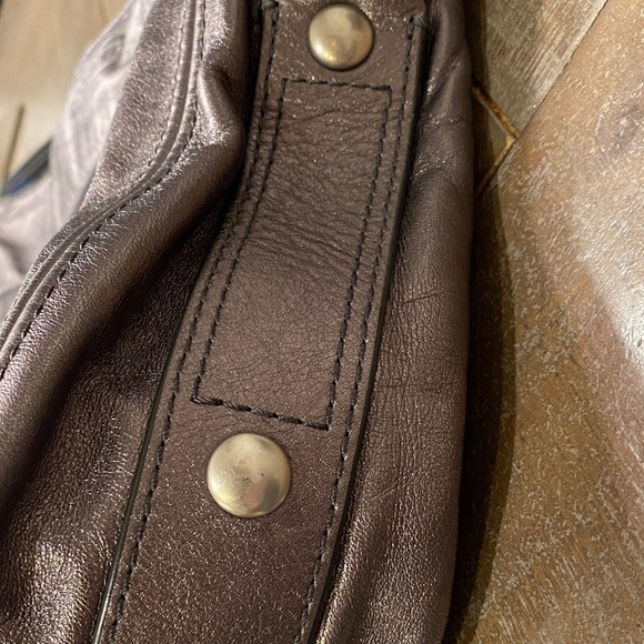 Coach Metallic Shoulder Bag In Dark Silver/Grey. - Picture 14 of 14